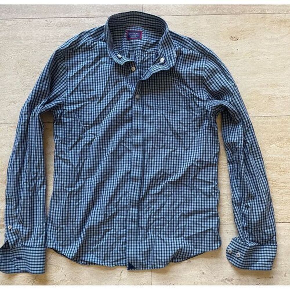 UNTUCKIT Blue Checkered Button-Down Shirt Casual Long Sleeve size M